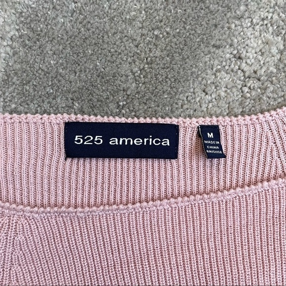 525 America Revolve Pink 100% Cotton Fine Knit Rob Square Neck Sweater EUC Sz M - Picture 5 of 8